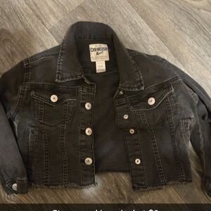 OshKosh B'gosh Black Cropped Denim Jacket with Raw Hem